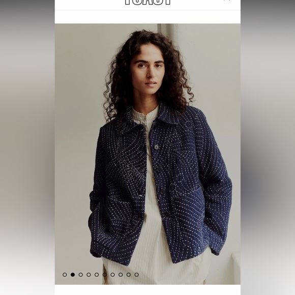 Toast Jackets & Blazers - Toast UK Hand Embroidered Kantha Jacket Indigo Size US 12 UK 16 Beautiful